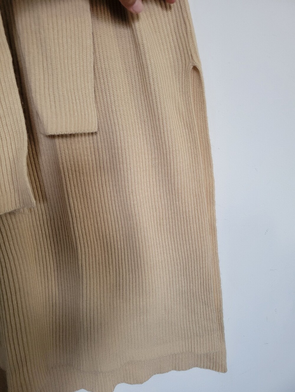Mable Rib-Knit Front-Tie Maxi Sweater Dress Sz. M Beige - Picture 4 of 8